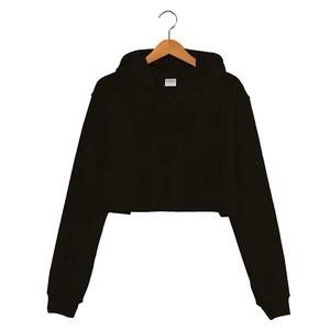 Services OEM en gros – Nouveaux sweats à capuche courts pour femmes, 100 % coton tricoté, manches longues, couleur unie, respirants, séchage rapide, haute qualité - Product Image 4