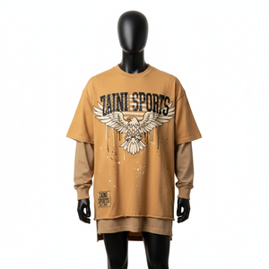 T-shirt homme premium en jersey de coton double couche, style streetwear oversize, imprimé graphique, 100% coton, coupe ample. - Product Image 1