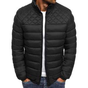 Men's Lightweight Quilted Puffer Jacket Slim Fit Stand Collar <b>Red</b> Winter Warm <b>Windbreaker</b> Zip Up Bubble Coat Outdoor Outerwear - Product Image 2