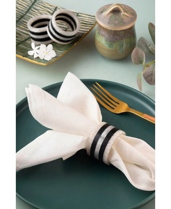 High Quality Pearl Resin Eco-Friendly Stocked Napkin Ring Set Black & <b>White</b> for Elegant Wedding Dining <b>Table</b> Decoration - Product Image 1