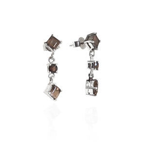 Hermosos y Elegantes Pendientes Colgantes de Cuarzo Ahumado Hechos a Mano, Pendientes de Plata de Ley 925 para Mujeres y Niñas, Ideales para Fiestas - Product Image 2