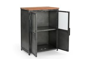 <b>Rustic</b> Kitchen <b>Cabinet</b> Glass Door <b>Cabinet</b> Fluted Glass Shelf Storage home furniture Kitchen <b>Cabinet</b> - Product Image 2