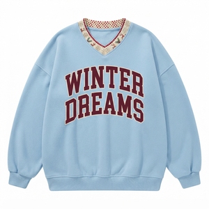 Oversized V-Neck Design Casual Christmas Pullover Relaxed Long Sleeve Fit Cozy Winter Clothing Holiday Season Fashion - Product Image 4