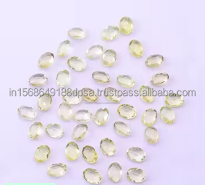Piedra preciosa suelta facetada de forma ovalada de cuarzo limón de Oro Verde Natural de grado superior para fabricación de joyas DIY 7X5X3mm 30,45 Ct. Aprox. - Product Image 2