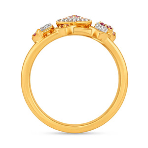 Multi Layer Pink Accent Lab <b>Diamond</b> Gold <b>Ring</b> Geometric Designer Jewellery - Product Image 3