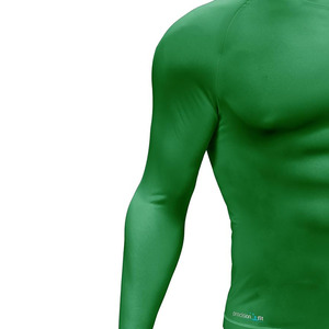 Camiseta de Punto de Manga Larga con Cuello Redondo para Hombre, Color Verde, Corte Holgado, Color Sólido, Ecológica, Transpirable, de Secado Rápido, Deportiva - Product Image 4