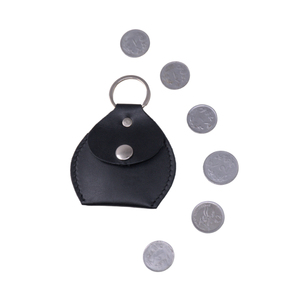 Leather Coin Holder <b>Keychain</b> Oval Shape Mini Bag Durable Design - Product Image 4