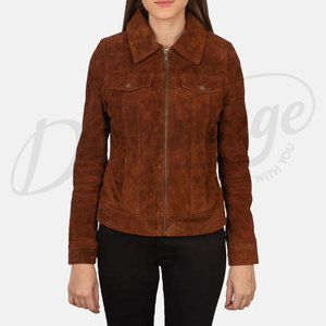 Women's Suede <b>Leather</b> <b>Jacket</b> Women's Heavy Studded Genuine Suede <b>Leather</b> <b>Jacket</b> With Collar 2026 Custom Stand Collar Motorcycles - Product Image 2