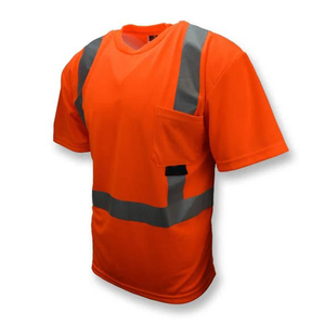 Camisa de Trabajo de Alta Visibilidad con Cuello Redondo y Manga Corta, Tiras Reflectantes, Diseño Práctico con Bolsillos, Camisa de Trabajo Profesional de Alta Visibilidad - Product Image 5