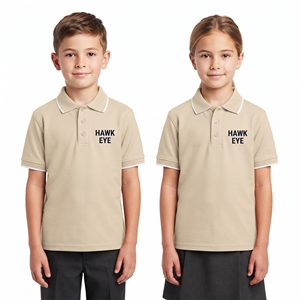 Polo Enfant Unisexe en Coton et Polyester, Haut Décontracté à Manches Courtes, Col Rabattu, Boutons, Couleur Beige, Logo Personnalisable - Product Image 2
