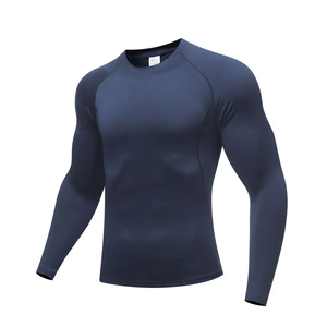 Men's Long Sleeve Compression Shirt Black Slim Fit Quick Dry Sporty O-Neck Base <b>Layer</b> Top men baseball compression inner shirt - Product Image 2