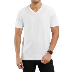 T-shirts pour hommes en coton blanc de qualité supérieure, col en V, confortables, respirants, streetwear, fabricant de marques privées - Product Image 2