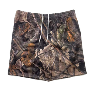 Pantalones Cortos de Lona con Estampado de Camuflaje para Hombre, Estilo Urbano, Impresión Digital, 100% Poliéster, Cierre con Cordón Ajustable, Resistentes al Viento, Casuales - Product Image 1