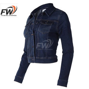 Chaqueta Vaquera Informal Extra Grande para Mujer, Personalizada OEM, con Forro de Spandex/Nylon, Relleno de Algodón, para Otoño, con Decoración - Product Image 2