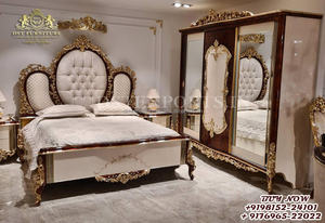Ensemble de meubles de chambre à coucher principale en teck moderne au design papillon royal avec finition métallique et taille personnalisée - Product Image 6