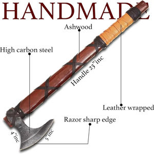 Hacha de Acero al Carbono Burraq Personalizada de 17.5 Pulgadas, Mango de Madera de Palisandro, Funda de Cuero, para Acampar al Aire Libre, Regalo para Papá, Hecha a Mano, Grado Industrial - Product Image 5