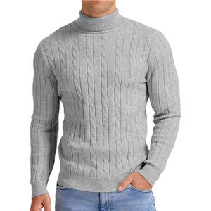 Pull-over tricoté chaud et élégant pour homme, col roulé, coupe ajustée, décontracté, à manches longues, respirant, vente en gros - Product Image 1