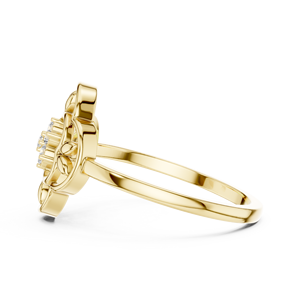 Bague Halo Florale en Or Jaune avec Grappe de Diamants de Laboratoire, Bijoux Fins d'Inspiration Vintage pour Femme, Cadeau d'Anniversaire - Product Image 3