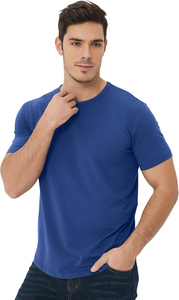 เสื้อยืดออกกำลังกายผู้ชายทรงสลิมฟิตแบบ DTF ผ้าฝ้าย 95% สำหรับใส่ลำลองหรือเล่นกีฬา แขนสั้น ลายเรียบ ทอแบบเรียบ ย้อมสีพื้น - Product Image 4