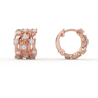 Boucles d'oreilles créoles POOJA DIAMOND en or 14K 18K avec diamants de laboratoire certifiés IGI, bande large texturée, épaisses, style Huggie, bijoux fins de luxe