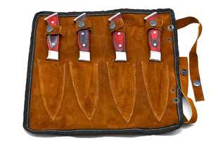Customized Handmade 4 Pcs <b>Steak</b> <b>Knife</b> Set Damascus Steel &With Color Wood & With Leather Bag - Product Image 4