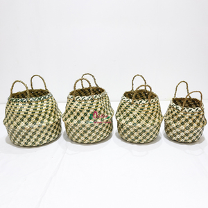 New Design Palm Leaf Belly Basket Durable <b>Collapsible</b> Laundry Toy <b>Storage</b> Bin - Product Image 1