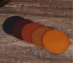 Custom Logo Round PU Leather Drink Coaster Waterproof NonSlip Heat Resistant Coffee Cup <b>Mat</b> Set for Table <b>Bar</b> Home Decor Coaster - Product Image 3
