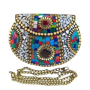 Bolso de Mano de Mujer de Moda con Diseño de Mosaico y Cierre Abierto de Latón, Ideal para Fiestas Nocturnas, Precio al por Mayor - Product Image 1