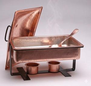Recipiente rectangular de cobre para calentar y servir alimentos con tapa y recipientes para combustible para uso en restaurantes al mejor precio - Product Image 3