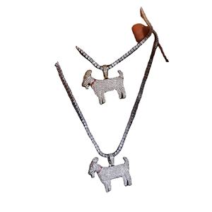 Pendentif GOAT en argent 925 plaqué or blanc avec moissanite créée en laboratoire VVS, style hip-hop glacé pour rappeur/unisexe, pour les fêtes - Product Image 1