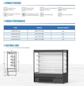 Refrigerador Comercial Multiusos con Enchufe, Refrigerador Vertical <span class=keywords><strong>Abierto</strong></span>, Vitrina Refrigerada para Supermercados - Product Image 4