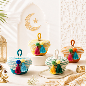 Custom Cotton Box Gergean Ramadan <b>Decorative</b> Basket Handmade Cotton Storage Box Factory Supplier Wholesale - Product Image 3