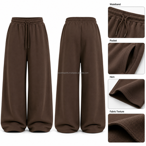 Pantalon de jogging ample taille haute en molleton pour femme, coupe large, en coton French Terry, personnalisé, décontracté, confortable, qualité supérieure 2026 - Product Image 5