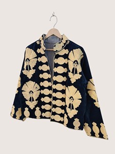 Manteau en velours brodé de fleurs de style chinois, col mandarin, manches longues, veste courte, vêtements d'automne, vêtements décontractés pour femmes adultes - Product Image 4