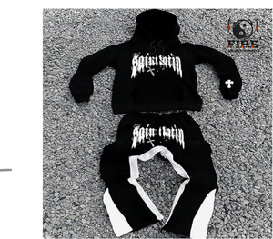 Conjunto Deportivo Personalizado para Hombre, 2 Piezas, Sudadera con Capucha de Manga Larga con Estampado de Estrella y Pantalones Deportivos Y2K - Product Image 1