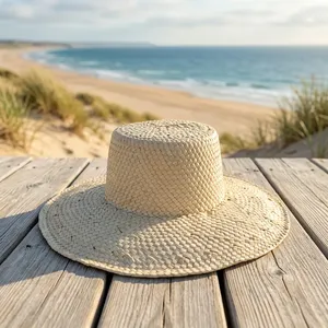 Sombrero de Pescador Unisex de Ala Ancha de Lino y Algodón para Playa, Color Sólido, Protección Solar, Verano, Informal, el Más Vendido en Indonesia - Product Image 1