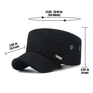 Gorra de Cadete Unisex de Algodón con Parte Superior Plana, Ajustable, Estilo Vintage, Clásica, Sólida, Transpirable, con Visera para el Sol - Product Image 4