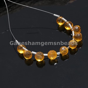 Briollettes en forme d'oignon facettées en quartz citrine hydro, briollettes en quartz citrine de qualité supérieure, perles faites à la main, perles en gros - Product Image 1