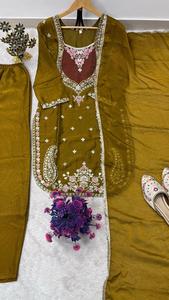 Ensemble Anarkali Palazzo gris-bleu NC MOSS pour femme avec dupatta brodé, tenue ethnique indienne et pakistanaise pour fêtes, séchage rapide, toutes saisons - Product Image 4