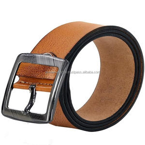 Custom <b>Men</b> Classic Casual <b>Tan</b> Brown Genuine Leather <b>Belts</b> for Jeans With Stylish Black Nickel Metal Buckle - Product Image 4