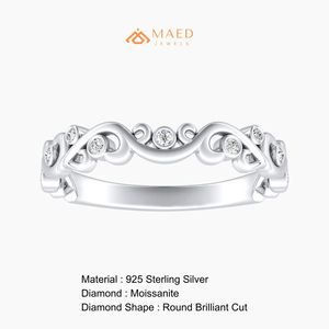Anillo de Eternidad de Plata de Ley 925 con Moissanita, Estilo Diamante, para Boda, Compromiso, Aniversario, Joyería Fina de Lujo para Mujer, Gujarat - Product Image 6