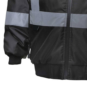 Sudadera con Capucha Desmontable con Cinta Reflectante, Colores en Contraste Negro, Cierre Completo, Forro Polar, Sudadera con Capucha Reflectante de Alta Visibilidad - Product Image 6