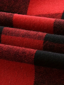 Chemises en flanelle à carreaux à manches longues pour hommes, col classique, boutonnées avec poches à rabat, violet, noir, rouge, noir, jaune, noir - Product Image 4