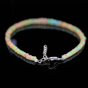 Pulseras de cuentas de ópalo etíope natural de moda, chapadas en plata - Product Image 3