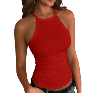 Débardeur côtelé dos nageur pour femme, sans manches, coupe ajustée, en maille extensible, décontracté, été, doux, respirant, séchage rapide, XL, usage quotidien - Product Image 1