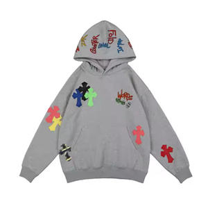 Sweat à capuche d'hiver épais pour homme, coupe classique, avec patch brodé personnalisé, effet délavé à l'acide et décoloré par le soleil, couleur unie - Product Image 1