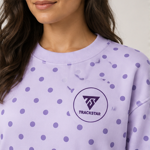 Women's Lavender <b>Crewneck</b> Sweatshirt with Purple Allover Polka Dots Long Sleeve Custom Logo - Product Image 6