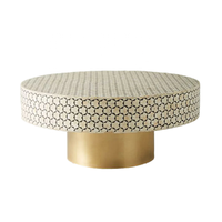 Table basse en os et nacre indienne, taille et design personnalisables, table basse en os incrusté, table de luxe en os incrusté