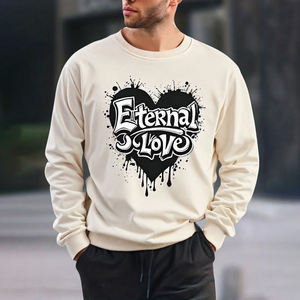 Nouveau sweat-shirt à manches longues pour homme 100 % polyester col rond coupe ample couleur unie imprimé pour l'automne Commerce extérieur - Product Image 6