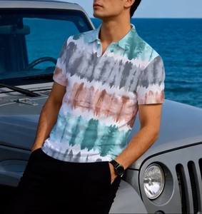 Men's Hand-Painted Pattern Short Sleeve for Shirt Casual Breathable Cotton Jersey Fabric 180g Digital Printed Front Logo - Product Image 6